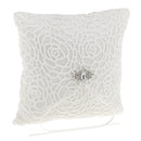Wedding Velvet Flower Ring Pillow Ring Bearer Cushion-White