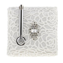 White Velvet Floral Guest Book & Signing Pen Holder Set for Wedding Ceremony