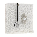 White Velvet Floral Guest Book & Signing Pen Holder Set for Wedding Ceremony