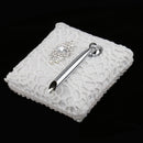 White Sash Wedding Set Guest Book Pen Holder Flower Basket Ring Pillow