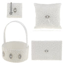 White Sash Wedding Set Guest Book Pen Holder Flower Basket Ring Pillow
