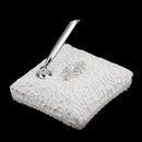 White Sash Wedding Set Guest Book Pen Holder Flower Basket Ring Pillow