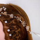 Diamante Crystal Pearls Hair Vine Leaves Hair Wreath Wedding Prom Bridal Bridesmaid Headpiece Golden Tiara Crown