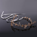 Diamante Crystal Pearls Hair Vine Leaves Hair Wreath Wedding Prom Bridal Bridesmaid Headpiece Golden Tiara Crown
