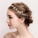 Diamante Crystal Pearls Hair Vine Leaves Hair Wreath Wedding Prom Bridal Bridesmaid Headpiece Golden Tiara Crown