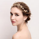 Diamante Crystal Pearls Hair Vine Leaves Hair Wreath Wedding Prom Bridal Bridesmaid Headpiece Golden Tiara Crown