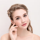 Retro Gold Flower Pearl Vine Headband Tiara Wedding Headpiece Girl Hair Accessory