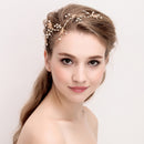 Retro Gold Flower Pearl Vine Headband Tiara Wedding Headpiece Girl Hair Accessory
