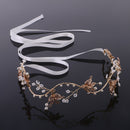 Retro Gold Flower Pearl Vine Headband Tiara Wedding Headpiece Girl Hair Accessory