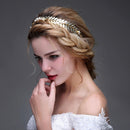 Golden Girls Lady Pearl Crystal Leaf Style Hair Band Wedding Hair Accessory