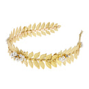 Golden Girls Lady Pearl Crystal Leaf Style Hair Band Wedding Hair Accessory
