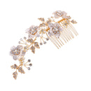 Handmade Crystal Pearl Bridal Hair Comb Flower Hair Accessories for Wedding