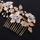 Handmade Crystal Pearl Bridal Hair Comb Flower Hair Accessories for Wedding