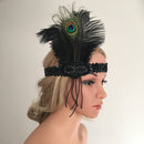 Lady Sequin Peacock Feather Tassel Headband Headpiece Hair Jewelry