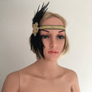 Beads Flower Bride Bridesmaid Party Headband Feather Headpiece Flapper Stretched Hairband Fancy Dress