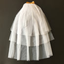 Bridal Wedding 3-Layer Sequin Bow with Comb Tulle Veil Party Costume White