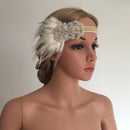 Vintage Crystal White Feather Headband Wedding Headpiece 20s Gatsby Flapper Fancy Dress