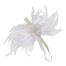 Vintage Womens Beige Feather Headband Wedding Headpiece 20s Gatsby Flapper Costume
