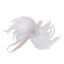 Vintage Womens Beige Feather Headband Wedding Headpiece 20s Gatsby Flapper Costume