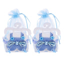 Kids Baby Shower Party Decor Chocolate Candy Sweets Holder Storage Drawstring Party Favors Bag Pack of 12PCS Blue