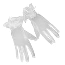 Women's Tulle Bridal Gloves Lace Flowers Wedding Party Prom White