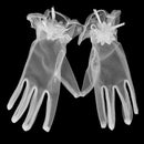 Women's Tulle Bridal Gloves Lace Flowers Wedding Party Prom White