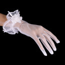 Women's Tulle Bridal Gloves Lace Flowers Wedding Party Prom White