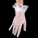 Women's Tulle Bridal Gloves Lace Flowers Wedding Party Prom White