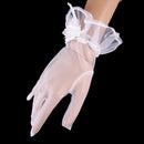 Women's Tulle Bridal Gloves Lace Flowers Wedding Party Prom White