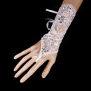 Elegant Lace Crystal Fingerless Long Bridal Glove Wedding Party Prom Costume