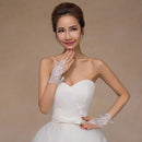 Fashion Wedding Fingerless Crystal Gauze Lace Flower Pattern Short Gloves Charming Evening Party Women's Bridal Gloves