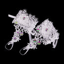 Elegant Women Girls Bridal Lace Floral Hollow Fingerless Gloves Party Costume