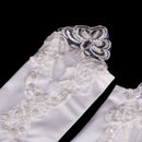 Fashion Satin Pearls Fingerless Gloves Lace Flower Opera Length Wedding Bridal Evening Party Women Long Gloves
