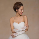 Fashion Satin Pearls Fingerless Gloves Lace Flower Opera Length Wedding Bridal Evening Party Women Long Gloves