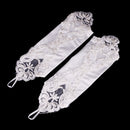 Fashion Satin Pearls Fingerless Gloves Lace Flower Opera Length Wedding Bridal Evening Party Women Long Gloves