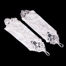 Fashion Satin Pearls Fingerless Gloves Lace Flower Opera Length Wedding Bridal Evening Party Women Long Gloves