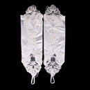 Fashion Satin Pearls Fingerless Gloves Lace Flower Opera Length Wedding Bridal Evening Party Women Long Gloves