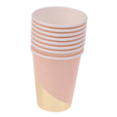 8pcs Pink Paper Cups Gold Stripe Disposable Birthday BBQ Party Favors Tableware Events Catering
