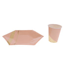 8pcs Pink Paper Cups Gold Stripe Disposable Birthday BBQ Party Favors Tableware Events Catering