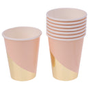 8pcs Pink Paper Cups Gold Stripe Disposable Birthday BBQ Party Favors Tableware Events Catering
