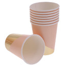 8pcs Pink Paper Cups Gold Stripe Disposable Birthday BBQ Party Favors Tableware Events Catering