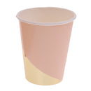 8pcs Pink Paper Cups Gold Stripe Disposable Birthday BBQ Party Favors Tableware Events Catering