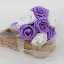 Wedding Bridal Bridesmaid Engagement Photo Props Rose Foam Flowers Bouquet Purple And White