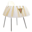 White Baby 1st Birthday High Chair Tutu Skirt Table Skirt Party Decoration