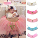 White Baby 1st Birthday High Chair Tutu Skirt Table Skirt Party Decoration