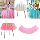 Handmade Soft Lightweight Glitter Tulle Tutu Skirt Baby Shower Birthday Party High Chair Table Decor Skirt with Stickers Pink Silver