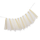 Handmade Soft Lightweight Glitter Tulle Tutu Skirt Baby Shower Birthday Party High Chair Table Decor with Stickers White Gold