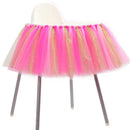 Handmade Soft Lightweight Glitter Tulle Tutu Skirt Baby Shower Birthday Party High Chair Table Decor with Stickers Rose Gold