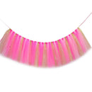 Handmade Soft Lightweight Glitter Tulle Tutu Skirt Baby Shower Birthday Party High Chair Table Decor with Stickers Rose Gold