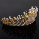 Wedding Bridal Bridesmaid Alloy Artificial Pearls Rhinestones Charms Crown Head Decor Jewelry Headband Tiara Gold